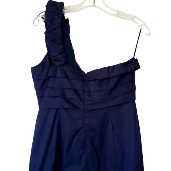 Miss Minuet Navy Dress Juniors Large Ruffled Strap Pleating Dance/Prom/Party EXC - Picture 6 of 11